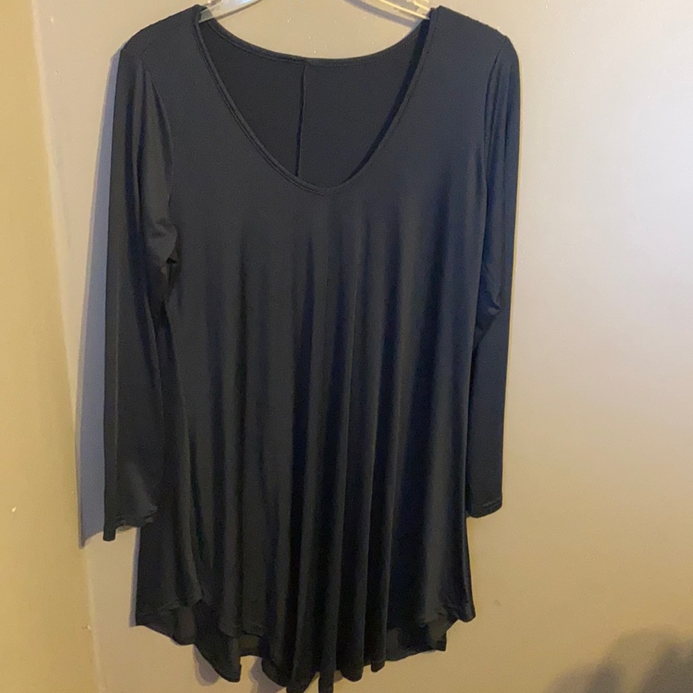 Navy v neck long sleeve shift dress